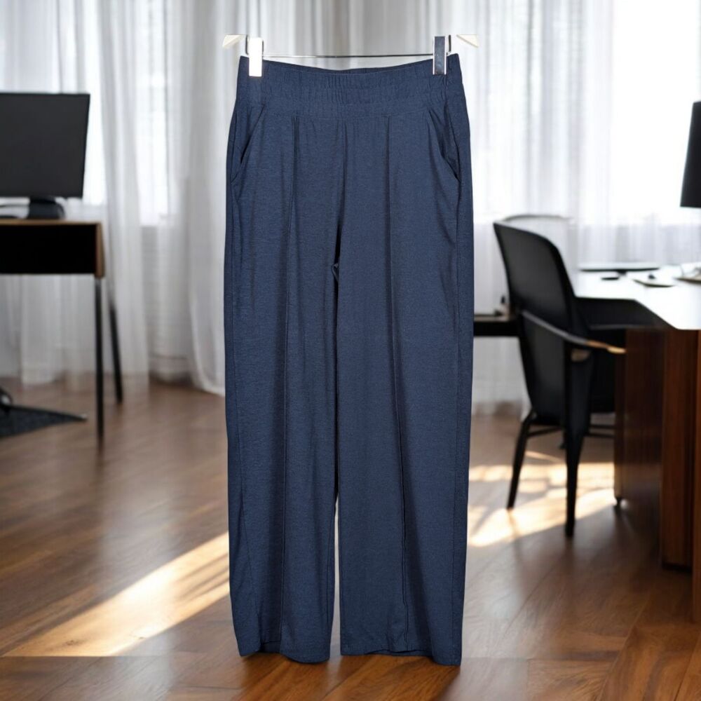 ZOBHA "Josie" Pull-On Elastic Waist Yoga Pant Pockets Navy Blue Comfort Large